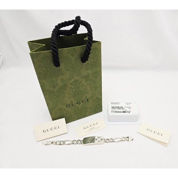 Gucci Sterling Silver 925 Signature Bee Motif and GG Link ID Bracelet Size 6.75" - Picture 3 of 16